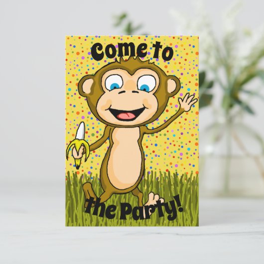 Happy Monkey Party Uitnodiging (Staand voorkant)