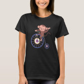 Happy Monkey Riding Bicycle and Waving Hand Cute A T-shirt (Voorkant)
