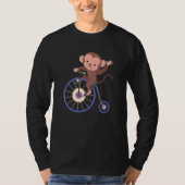 Happy Monkey Riding Bicycle and Waving Hand Cute A T-shirt (Voorkant)