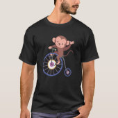 Happy Monkey Riding Bicycle and Waving Hand Cute A T-shirt (Voorkant)