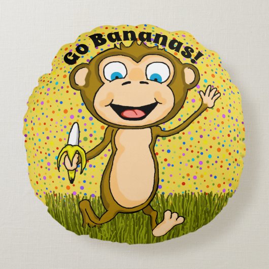 Happy Monkey Round Pillow Rond Kussen (Voorkant)