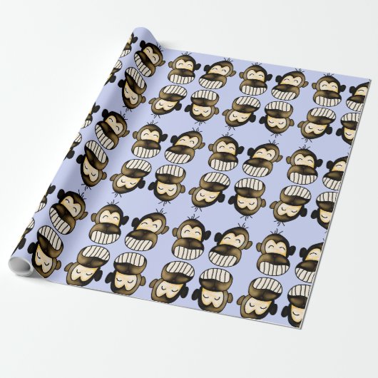 Happy monkey wrapping papier (Uitgerold)