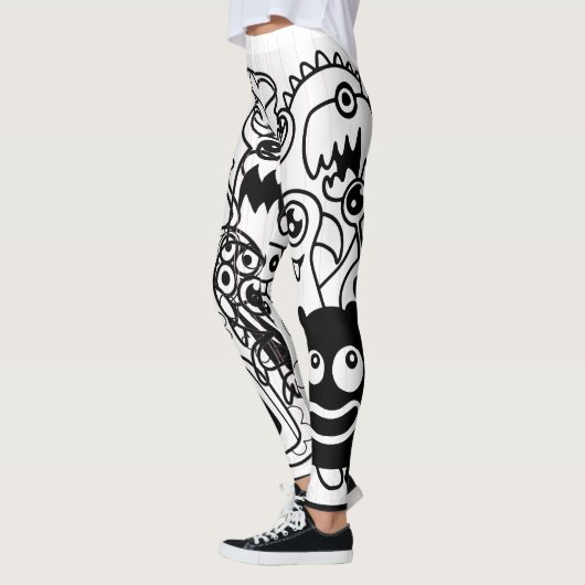 HAPPY MONSTER BLACK EN WITTE Leggings (Links)