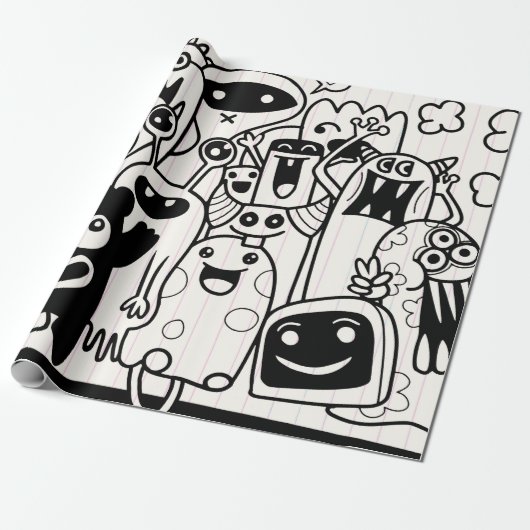 HAPPY MONSTER-cadeaupapier Cadeaupapier (Uitgerold)