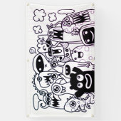 HAPPY MONSTER DOODLE CRITTER Banner (Verticaal)