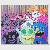 HAPPY MONSTER FUN COLORFUL Wrapping Paper Cadeaupapier (Vlak)