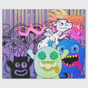 HAPPY MONSTER FUN COLORFUL Wrapping Paper Cadeaupapier