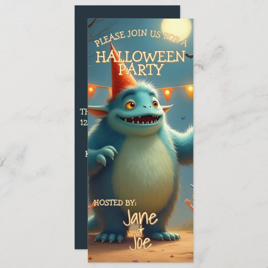 Happy Monster Halloween Party voor kinderen (Voorkant / Achterkant)