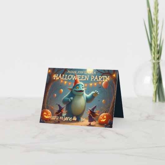 Happy Monster Halloween Party voor kinderen Kaart (Voorkant)