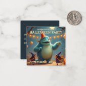 Happy Monster Halloween Party voor kinderen Notitiekaartje (Voorkant / Achterkant in situ)