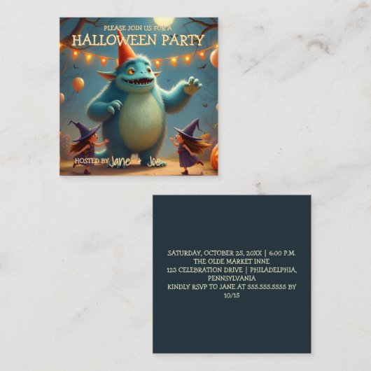 Happy Monster Halloween Party voor kinderen Notitiekaartje (Voorkant / Achterkant)