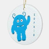 Happy Monster met voornaam, Kind kerst Keramisch Ornament (Links)