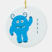 Happy Monster met voornaam, Kind kerst Keramisch Ornament (Achterkant)