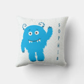 Happy Monster met voornaam, klein Kind Kussen (Achterkant)