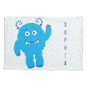 Happy Monster met voornaam, klein Kind Kussensloop (Achterkant)