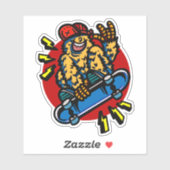 Happy Monster op skateboard 4-inch Kiss Cut Vinyl Sticker (Vel)