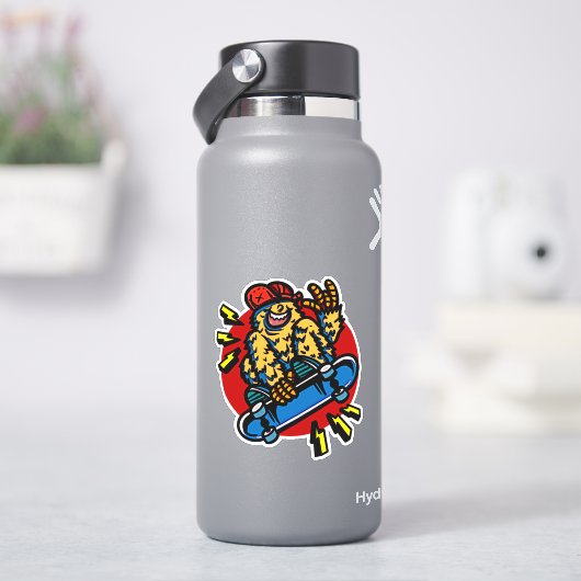 Happy Monster op skateboard 4-inch Kiss Cut Vinyl Sticker (HydroFlask)