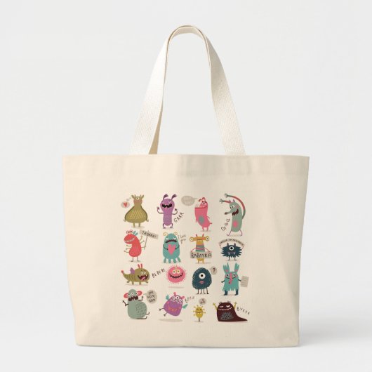 HAPPY MONSTER PERSONALISEERDE Canvas tas (Voorkant)