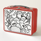HAPPY MONSTER RED CUSTOM NAME Metal Lunchbox (Voorkant)