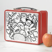 HAPPY MONSTER RED CUSTOM NAME Metal Lunchbox (In situ)