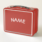 HAPPY MONSTER RED CUSTOM NAME Metal Lunchbox (Achterkant)