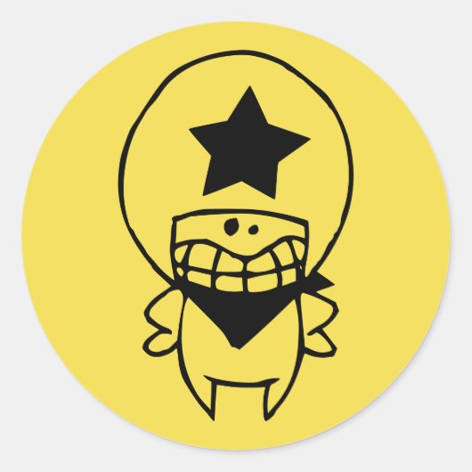 HAPPY MONSTER SHERIFF RONDE STICKER (Voorkant)