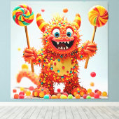 Happy Monster Snoep Delight Design Canvas Afdruk (Insitu (Houten vloer))