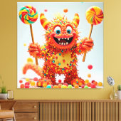 Happy Monster Snoep Delight Design Canvas Afdruk (Insitu (Woonkamer))