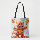 Happy Monster Snoep Delight Design Tote Bag (Voorkant)