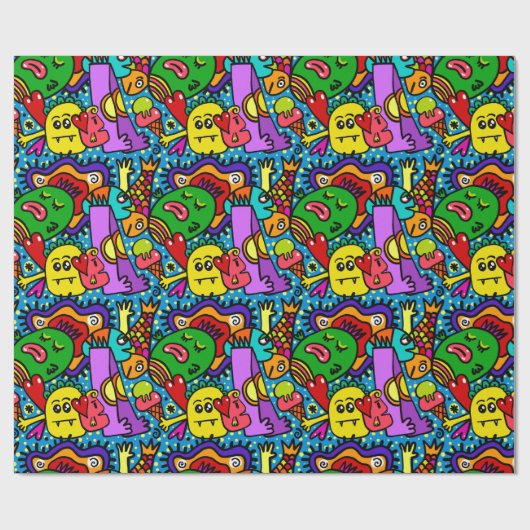 HAPPY MONSTER Wrapping Paper Cadeaupapier (Vlak)