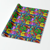 HAPPY MONSTER Wrapping Paper Cadeaupapier (Uitgerold)