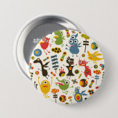 Happy Monsters Ronde Button 7,6 Cm (Voorkant /achterkant)