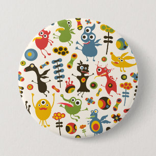 Happy Monsters Ronde Button 7,6 Cm