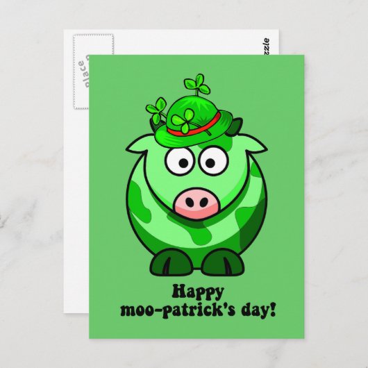 happy moo patricks day briefkaart (Voorkant / Achterkant)