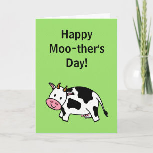 Happy Moo-ther's Day Moo-Koe met roze uier Kaart