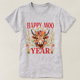 Happy Moo Year | Highland Koe | Nieuwjaar T-shirt