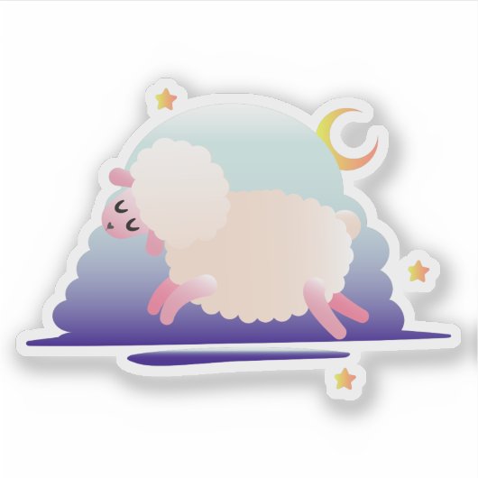 Happy Moon Sheep Sticker (Voorkant)