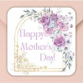Happy Mother Day, waterverf roze goud bloemenchiqu Vierkante Sticker
