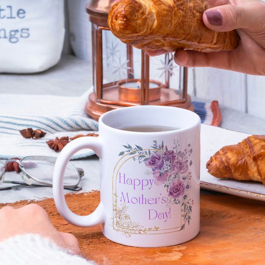 Happy Mother Day, waterverf roze goud botanisch Koffiemok