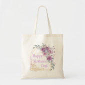 Happy Mother Day, waterverf Roze Gouden Bloemen Tote Bag (Voorkant)