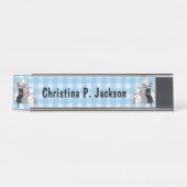 Happy Mother Kat Drie Kittens Bogen Geplaagd Bureau Naambordje (Voorkant)