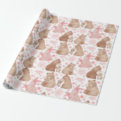 Happy Mother’s Day Cute Bear & Bunny Cadeaupapier (Uitgerold)