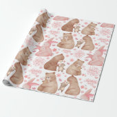Happy Mother’s Day Cute Bear & Bunny Cadeaupapier (Uitgerold)