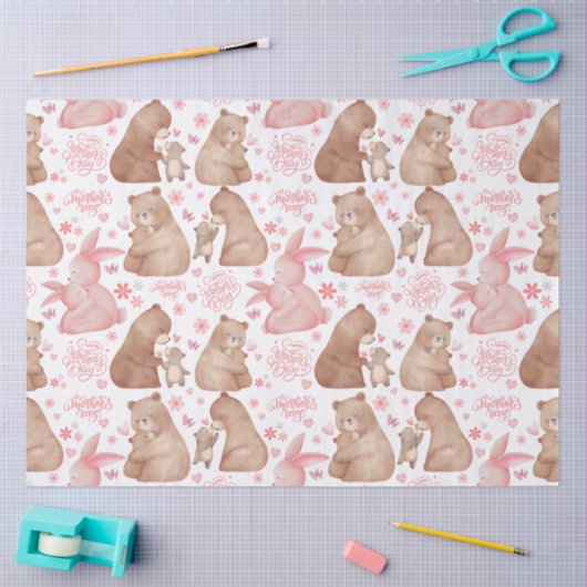 Happy Mother’s Day Cute Bear & Bunny Tissuepapier (Craft)