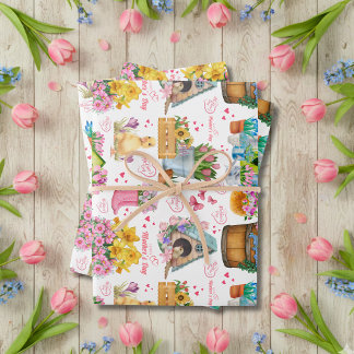 Happy Mother’s Day Floral Spring Garden Inpakpapier Vel