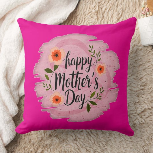 Happy Mother’s Day – Soft Floral Typography Kussen (Deken)