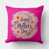 Happy Mother’s Day – Soft Floral Typography Kussen (Voorkant)