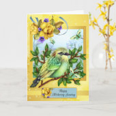 Happy Mothering Sunday, met vogelvlinders Kaart (Gele Bloem)