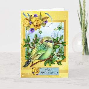 Happy Mothering Sunday, met vogelvlinders Kaart