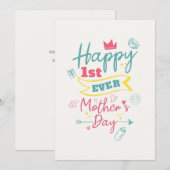 Happy Mothers Day 1e keer moeder Schattige Feestdagenkaart (Voorkant / Achterkant)